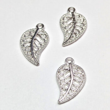 Small Hollow Leaf Charm Silver