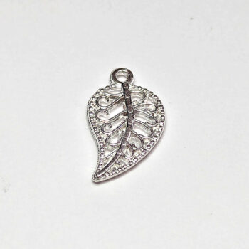 Small Hollow Leaf Charm Silver - Image 3