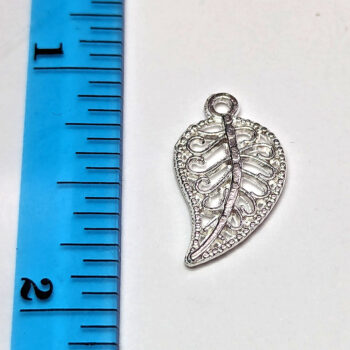 Small Hollow Leaf Charm Silver - Image 2