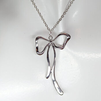 Silver Long Bow Necklace - Image 4