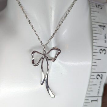 Silver Long Bow Necklace - Image 3