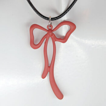 Red Coated Color Long Bow Necklace - Image 5