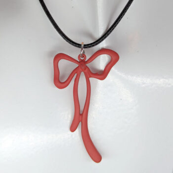 Red Coated Color Long Bow Necklace - Image 4