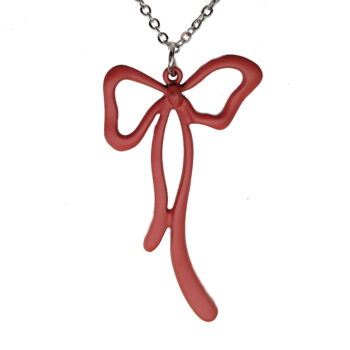 Red Coated Color Long Bow Necklace