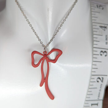 Red Coated Color Long Bow Necklace - Image 2