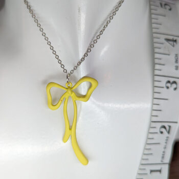 Yellow Coated Color Long Bow Necklace - Image 2