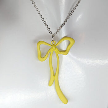 Yellow Coated Color Long Bow Necklace - Image 5