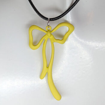 Yellow Coated Color Long Bow Necklace - Image 4