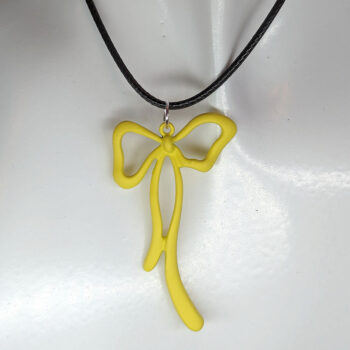 Yellow Coated Color Long Bow Necklace - Image 3