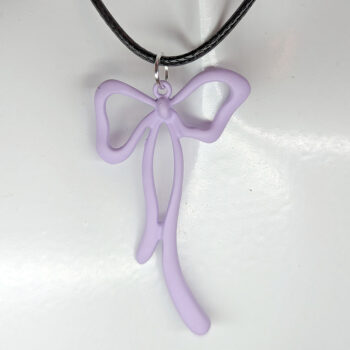 Purple Coated Color Long Bow Necklace - Image 5