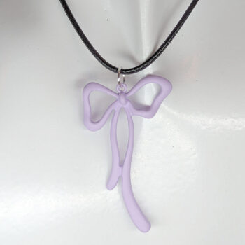 Purple Coated Color Long Bow Necklace - Image 4