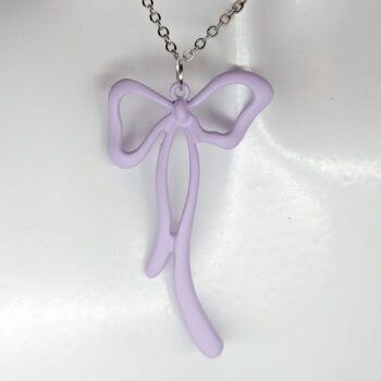 Purple Coated Color Long Bow Necklace