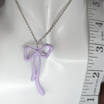 Purple Coated Color Long Bow Necklace - Image 2