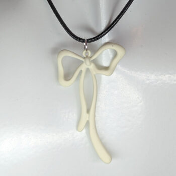 White Coated Color Long Bow Necklace - Image 4