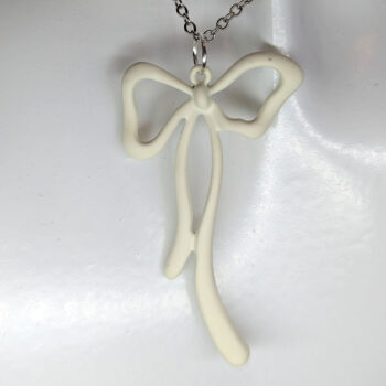 White Coated Color Long Bow Necklace