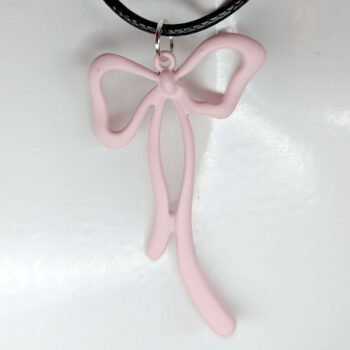 Pink Coated Color Long Bow Necklace - Image 3