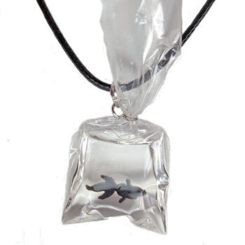 Fish in a Bag Black Goldfish Fish Resin Necklace