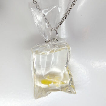 Fish in a Bag Yellow Goldfish Fish Resin Necklace