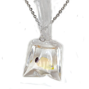 Ocean Salt Water Fish in a Bag Yellow Black Resin Necklace