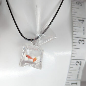 Ocean Salt Water Fish in a Bag Orange White Resin Necklace - Image 8