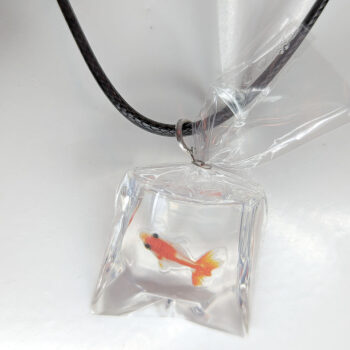 Ocean Salt Water Fish in a Bag Orange White Resin Necklace - Image 7