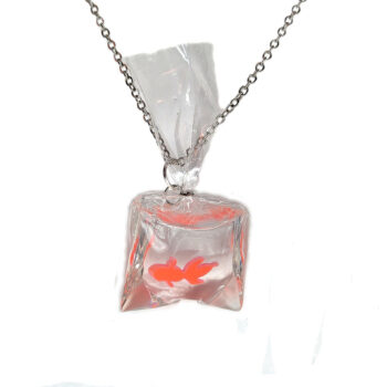 Fish in a Bag Orange Goldfish Fish Resin Necklace