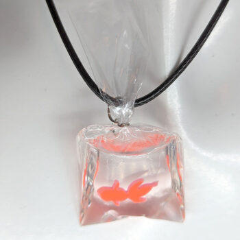 Fish in a Bag Orange Goldfish Fish Resin Necklace - Image 3