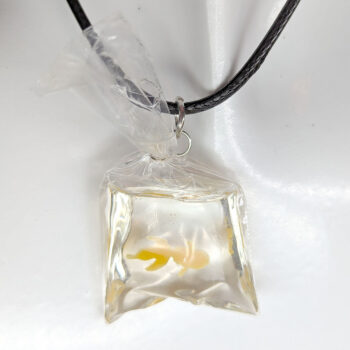 Fish in a Bag Golden Yellow Goldfish Fish Resin Necklace - Image 6