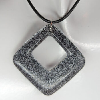 Black Glitter Medium Double Square Resin Necklace - Image 5