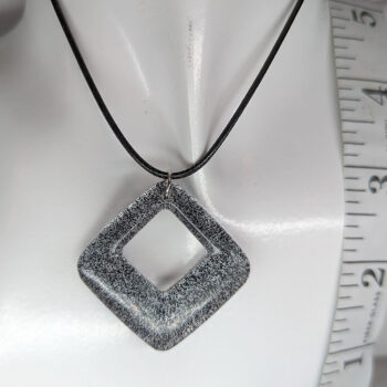 Black Glitter Medium Double Square Resin Necklace - Image 4