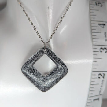 Black Glitter Medium Double Square Resin Necklace - Image 3