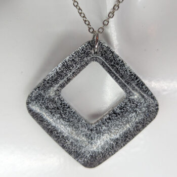 Black Glitter Medium Double Square Resin Necklace - Image 2