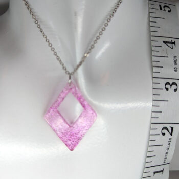 Hot Pink Glitter Medium Double Diamond Resin Necklace - Image 5