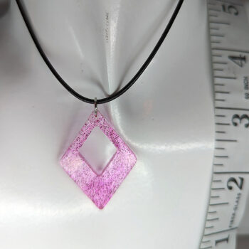 Hot Pink Glitter Medium Double Diamond Resin Necklace - Image 3