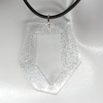 Silver Glitter Medium Irregular Shape Resin Necklace - Image 5