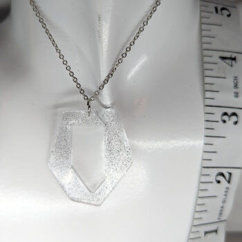 Silver Glitter Medium Irregular Shape Resin Necklace - Image 3