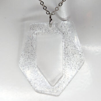 Silver Glitter Medium Irregular Shape Resin Necklace - Image 2