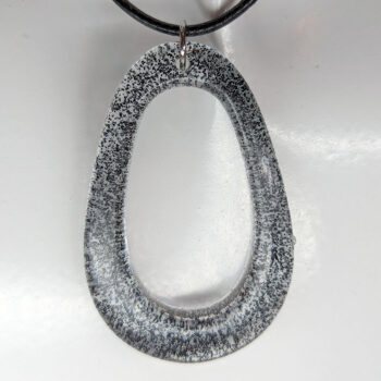 Black Glitter Large Double Teardrop Resin Necklace - Image 4