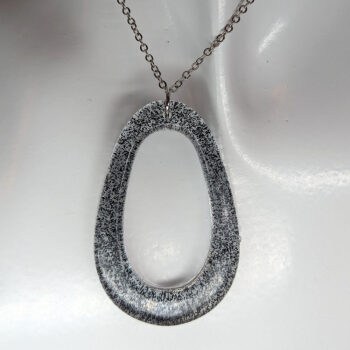 Black Glitter Large Double Teardrop Resin Necklace