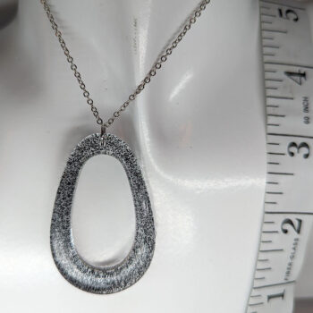 Black Glitter Large Double Teardrop Resin Necklace - Image 2