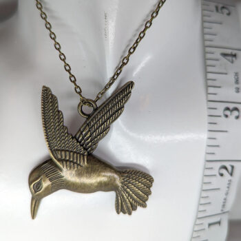 Antique Bronze Large Hummingbird Vintage Style Necklace - Image 4