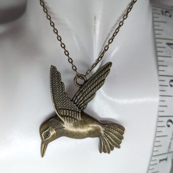 Antique Bronze Large Hummingbird Vintage Style Necklace - Image 3