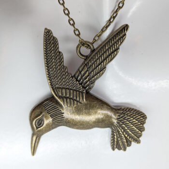 Antique Bronze Large Hummingbird Vintage Style Necklace