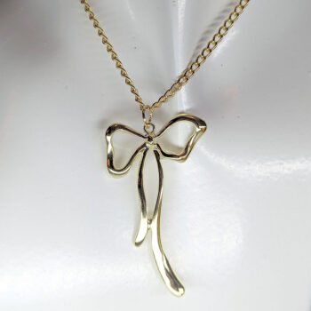 Gold Long Bow Necklace - Image 3