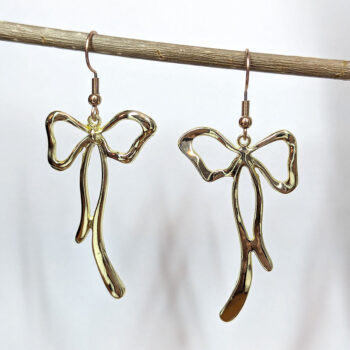 Long Bow Gold Earrings - Image 2