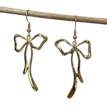 Long Bow Gold Earrings