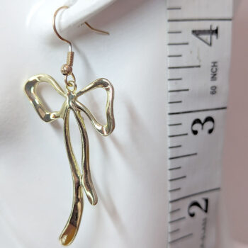 Long Bow Gold Earrings - Image 3