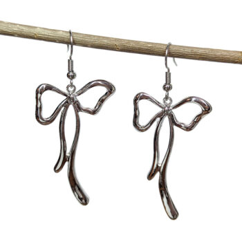 Long Bow Silver Earrings