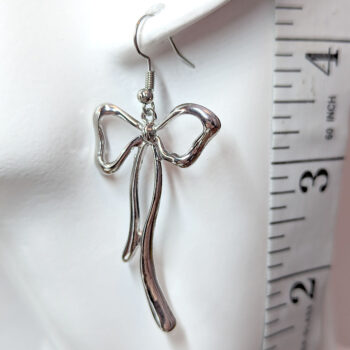 Long Bow Silver Earrings - Image 3