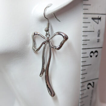 Long Bow Silver Earrings - Image 2